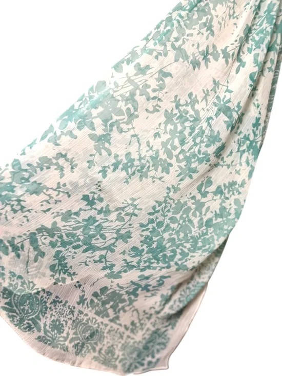 World Market Baby Blue & Ivory Boho Romance Floral Chiffon Scarf NWT Deadstock - Picture 2 of 3